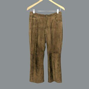 Vintage Faconnable Suede Pants 6 Brown Leather Western